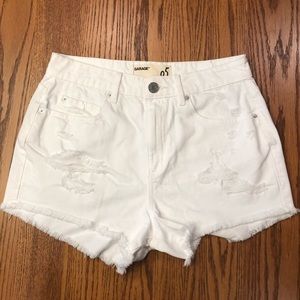 Garage White Ripped Denim Shorts